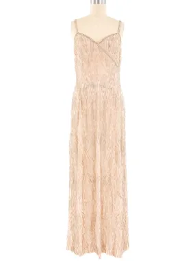 1960s Blush Beaded Gown