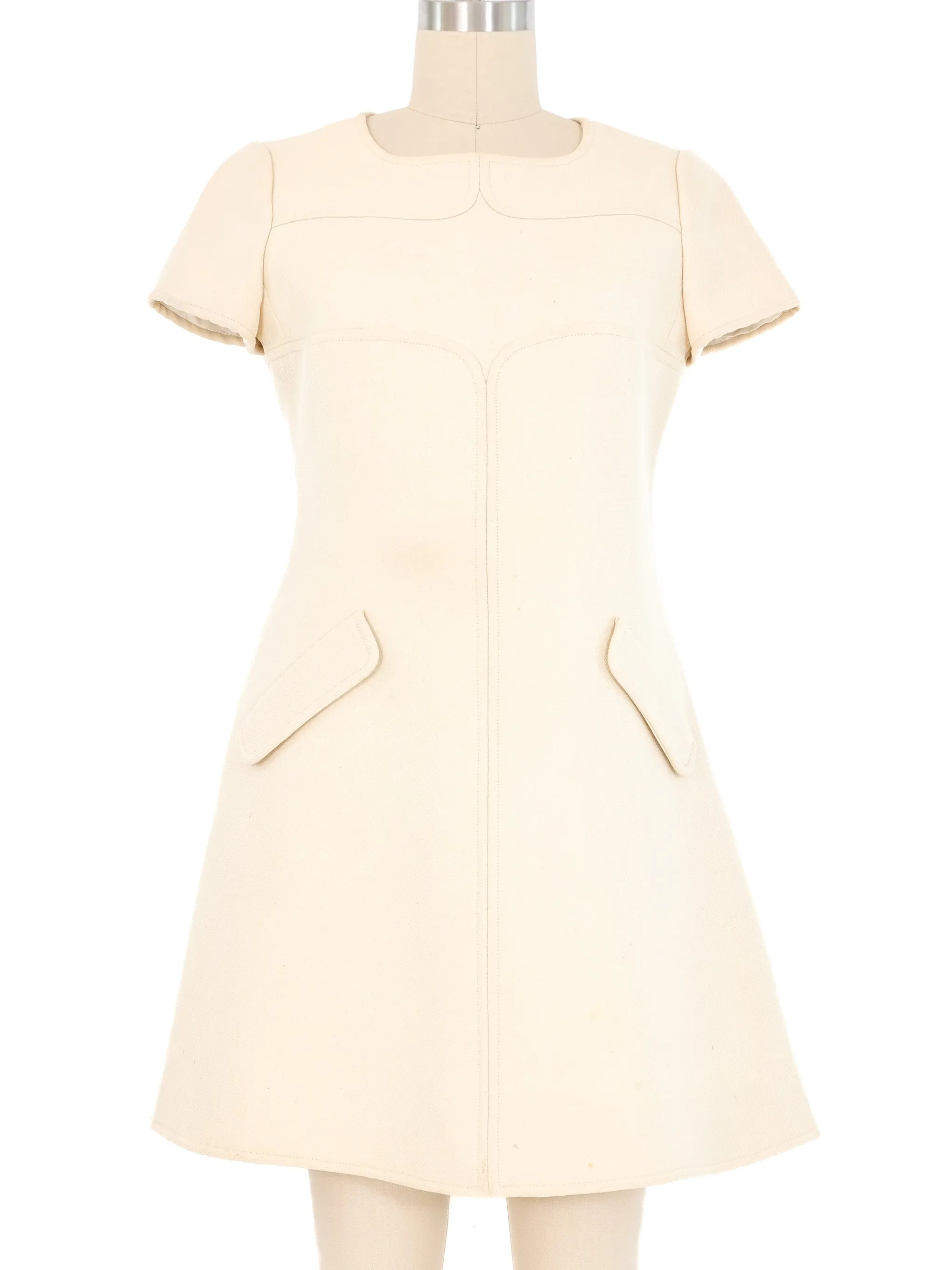 1960s Courreges Ivory Mini Dress
