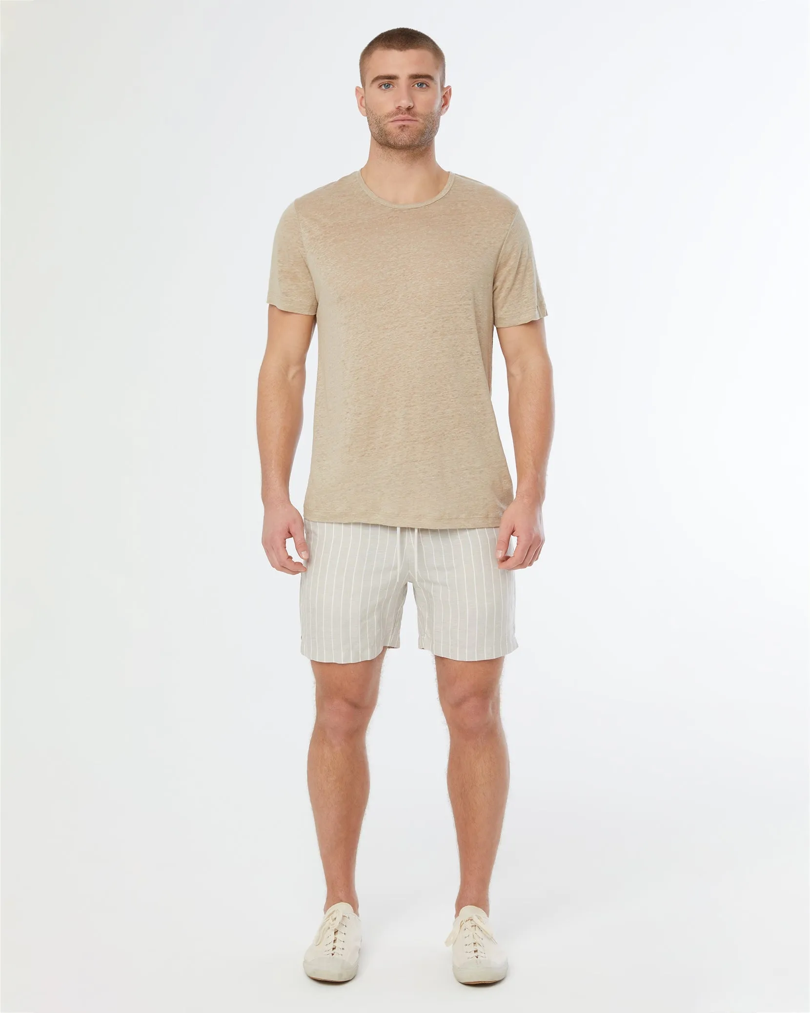 Air Linen Pull-On Short 6 | Khaki/White