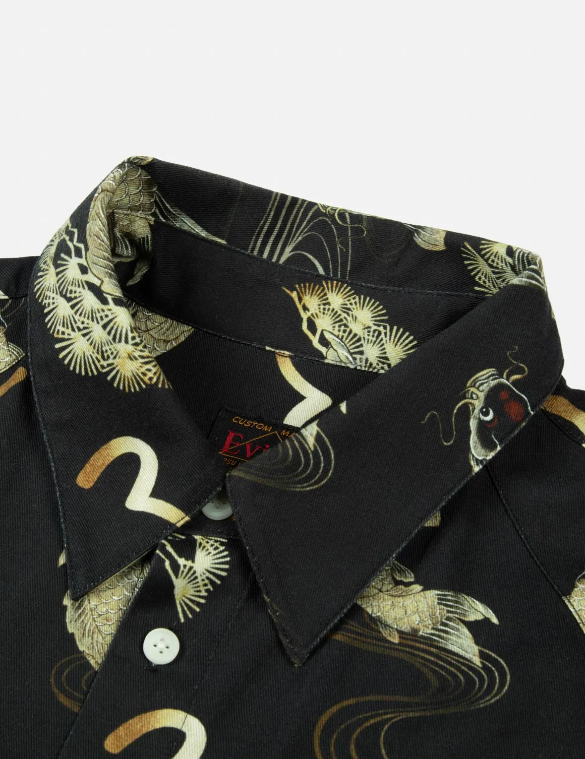 Allover Carp and Seagull Print Oversized Shirt