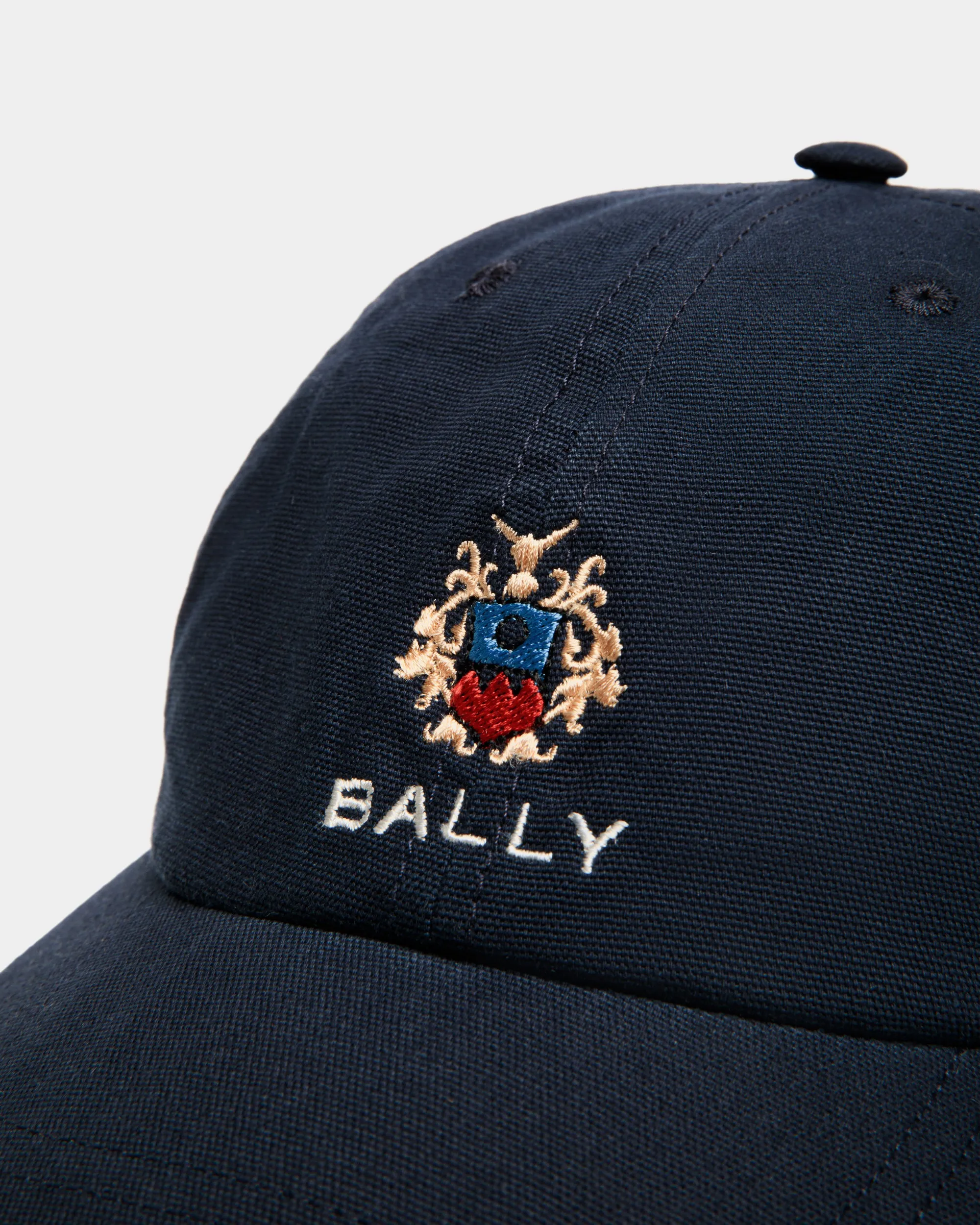 Baseball Hat With a Bally Crest Logo In Navy Blue Cotton