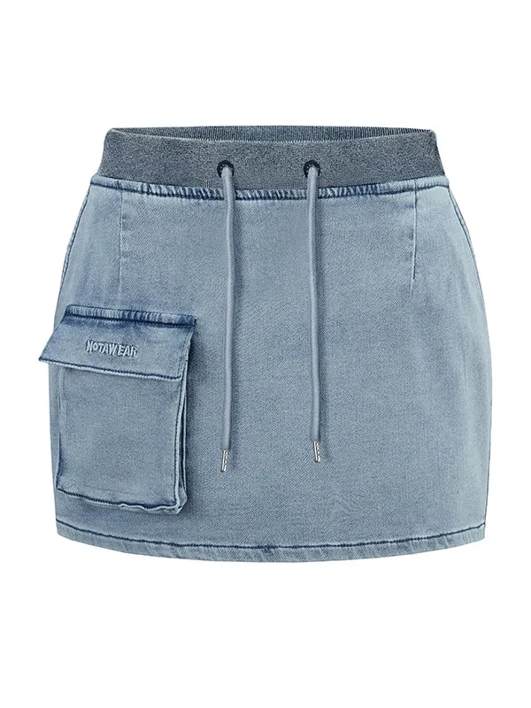 Denim Tight Casual Cropped Tops& Mini-Skirt