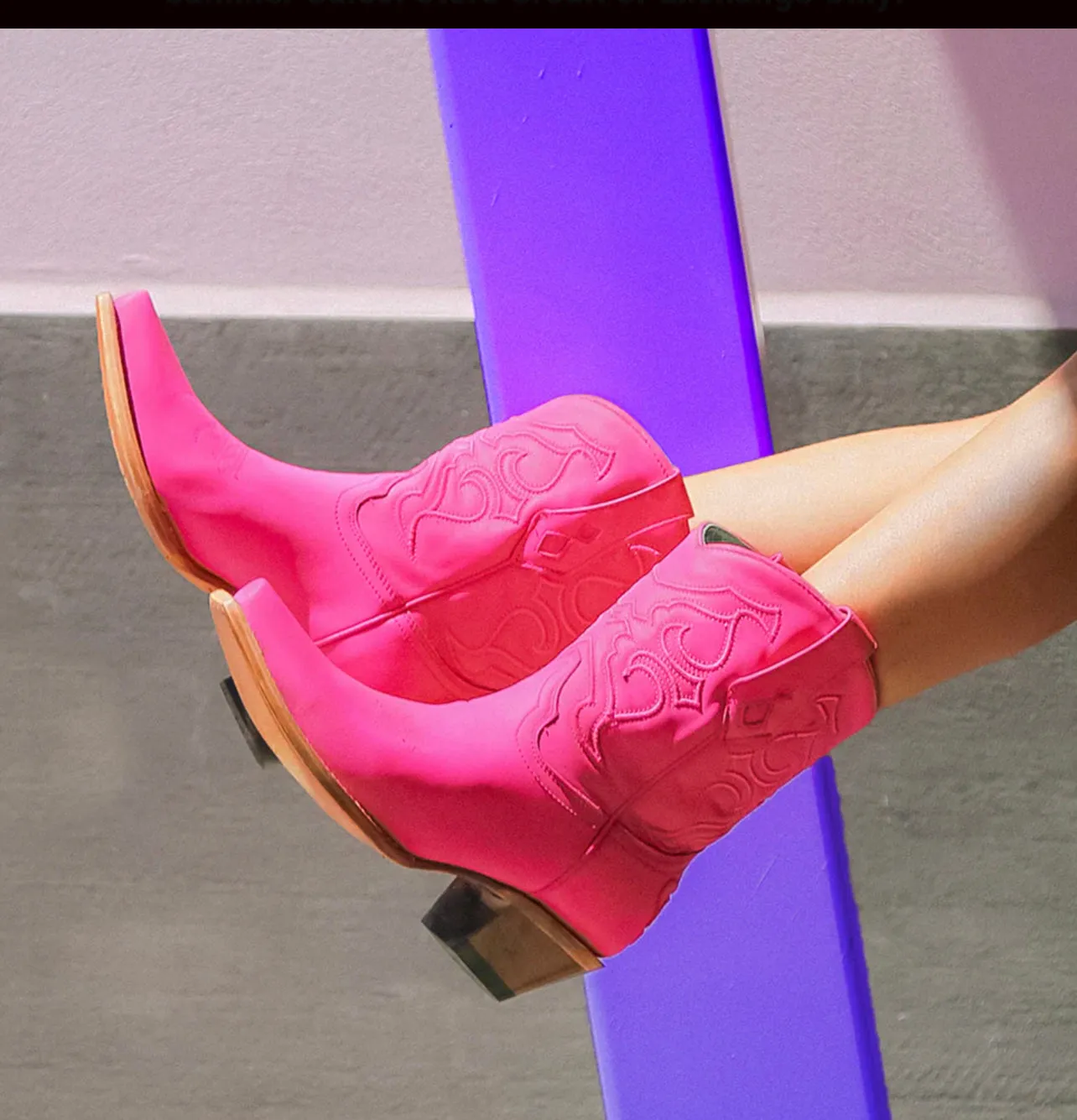 Fushia Embroidery Ankle Boot