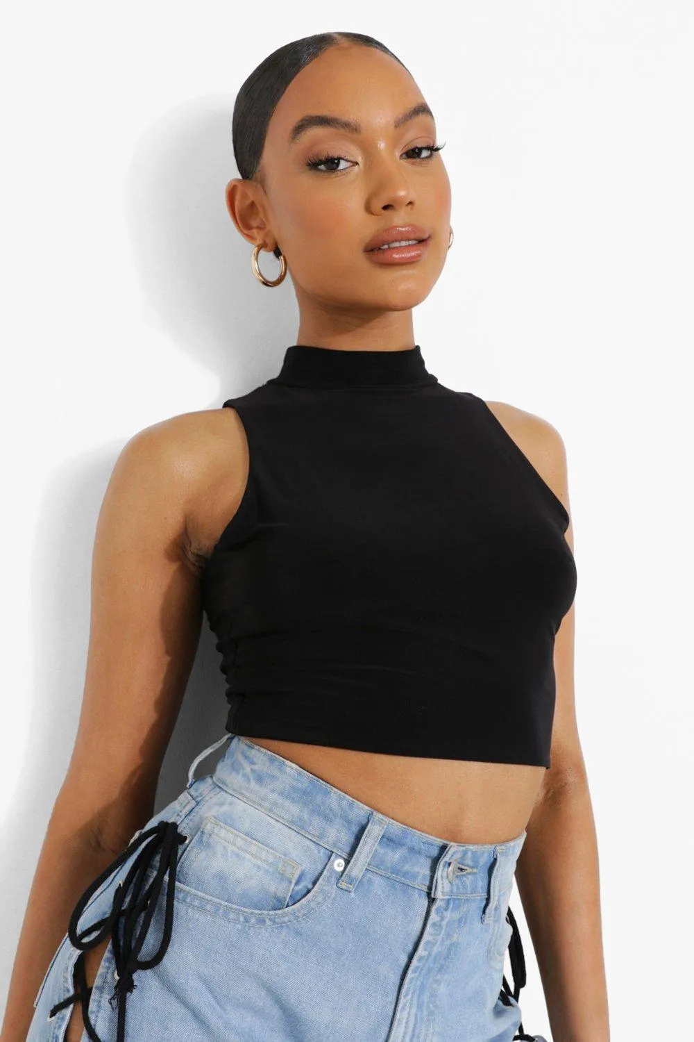 High  Neck Double Layer Crop Top