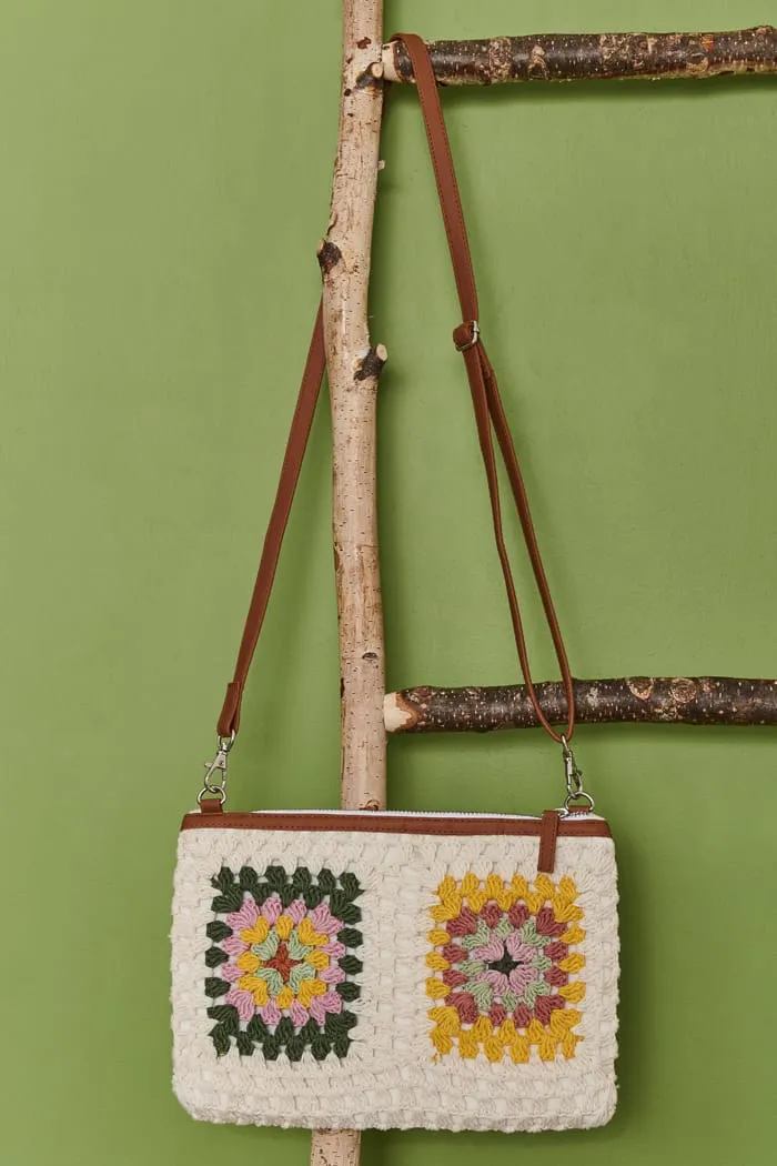 Interchangeable Crochet Square Clutch Crossbody Bag