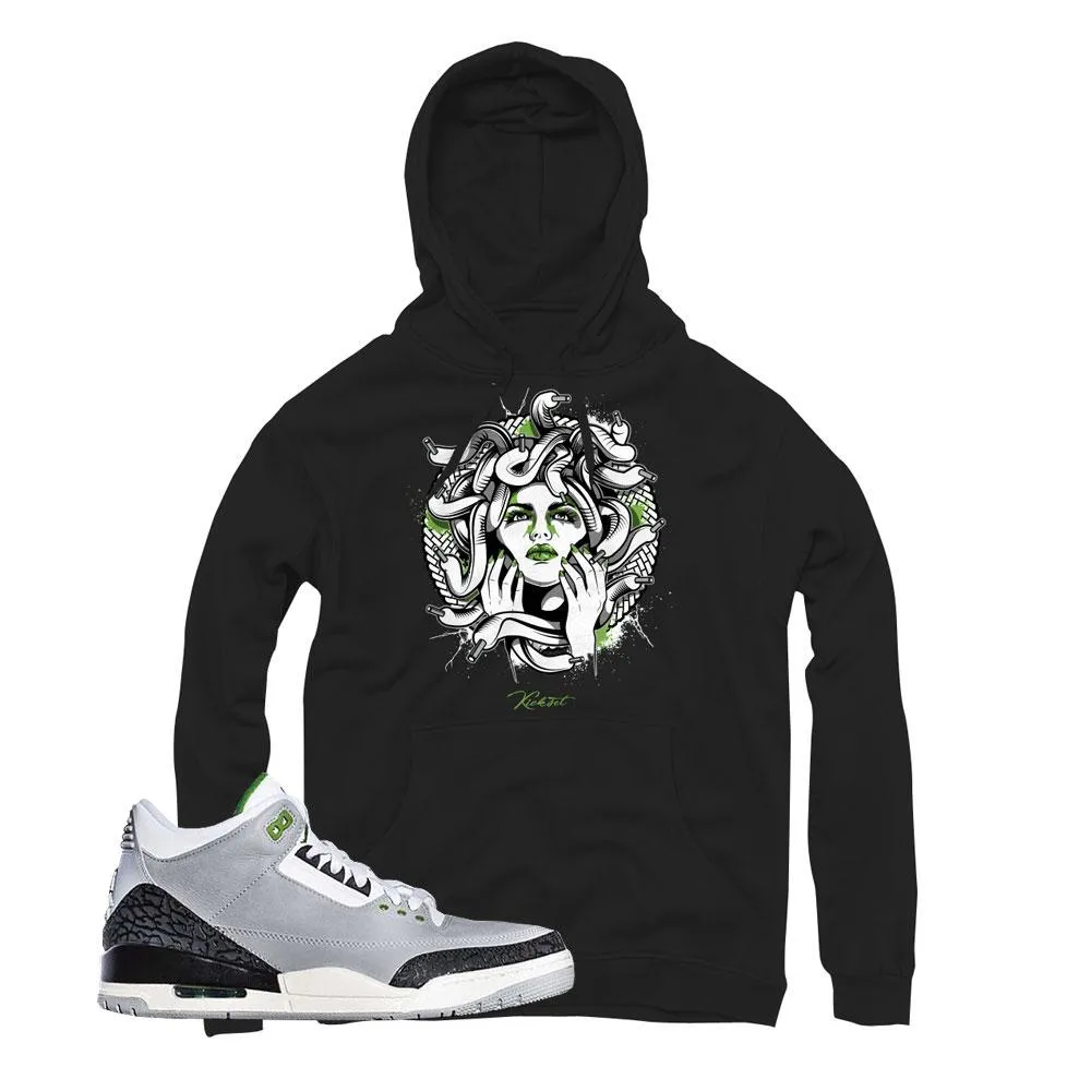 Jordan 3 Chlorophyll Medusa Black Hoodie