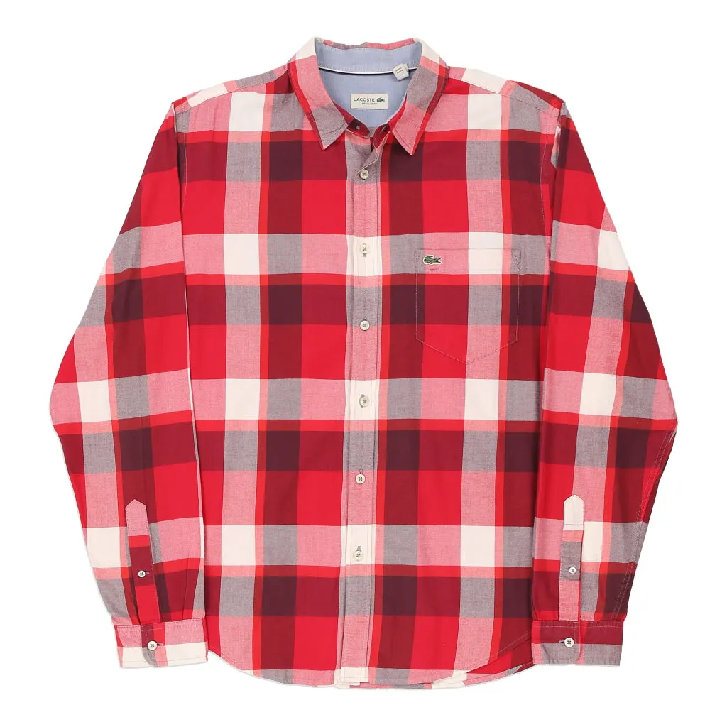 Lacoste Checked Shirt - XL Red Cotton