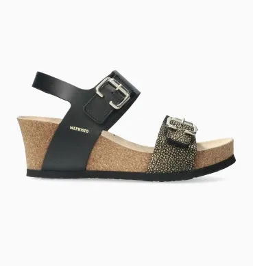  Lissandra Lightweight Walking Wedge Sandal in Black Condor  