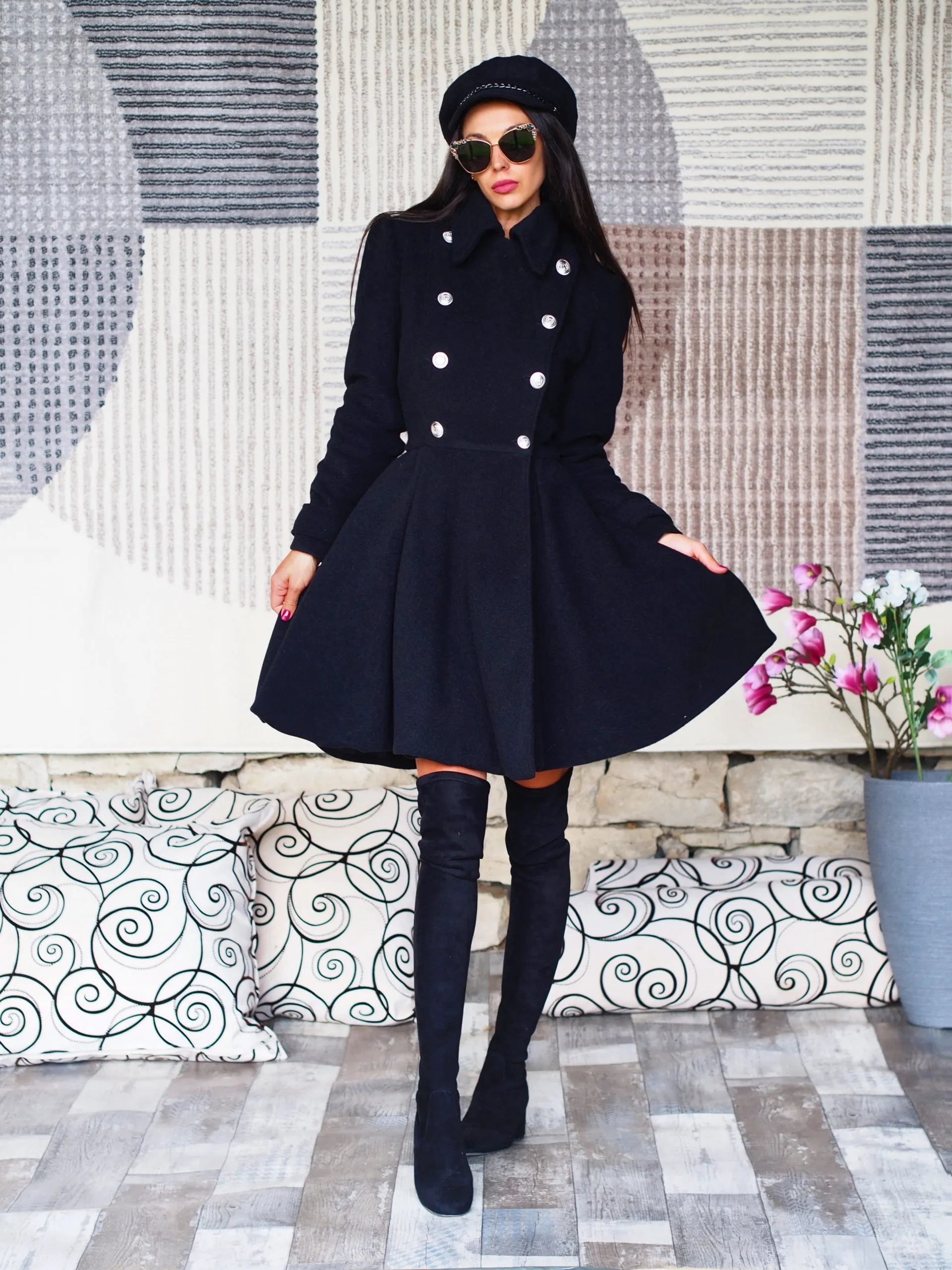 Long Wool coat women,Long cashmere coat,women wool coat,black wool coat,black cashmere coat,plus size wool coat,maxi coat,winter