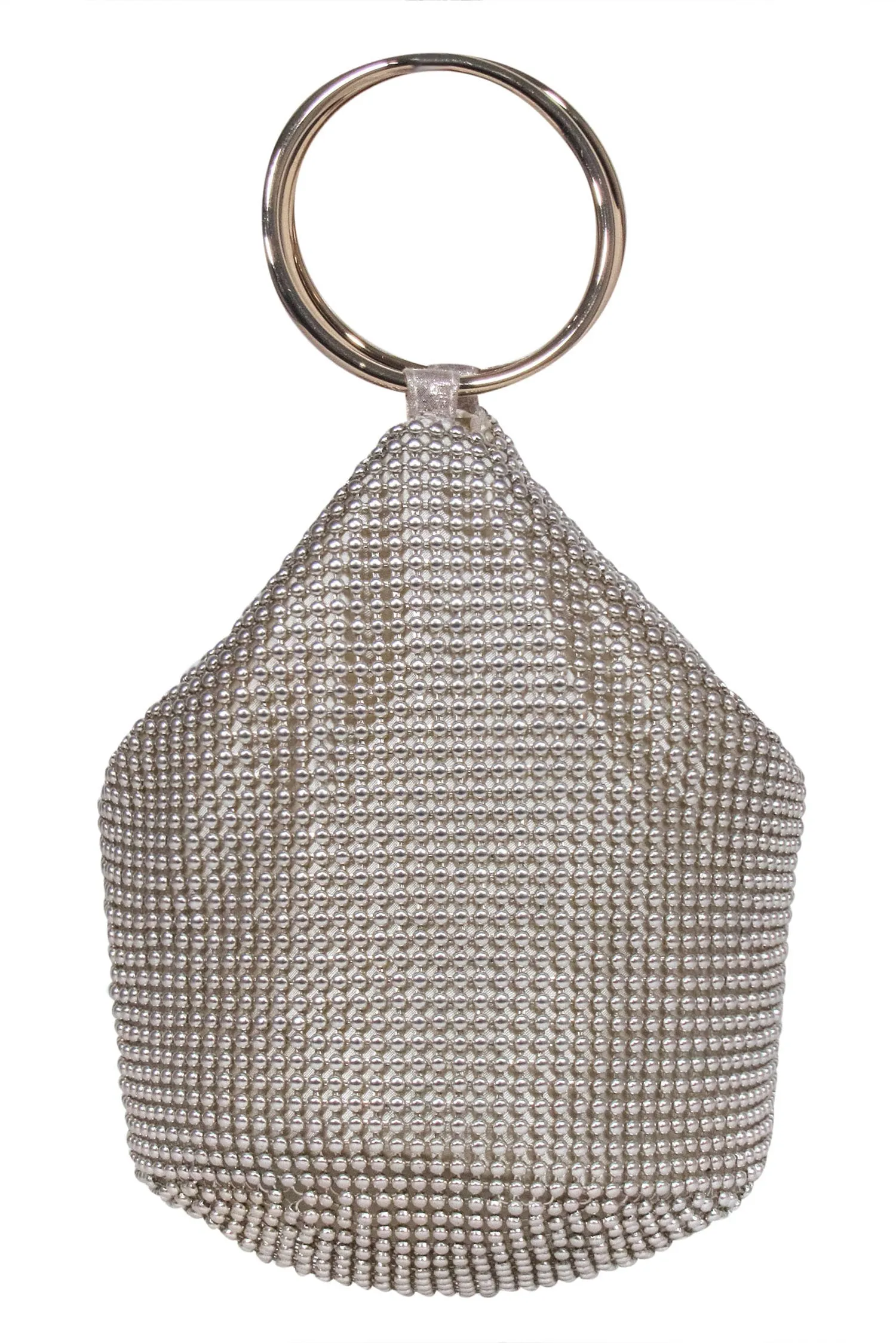 Olga Berg - Champagne Ellie Crystal Mesh Handbag