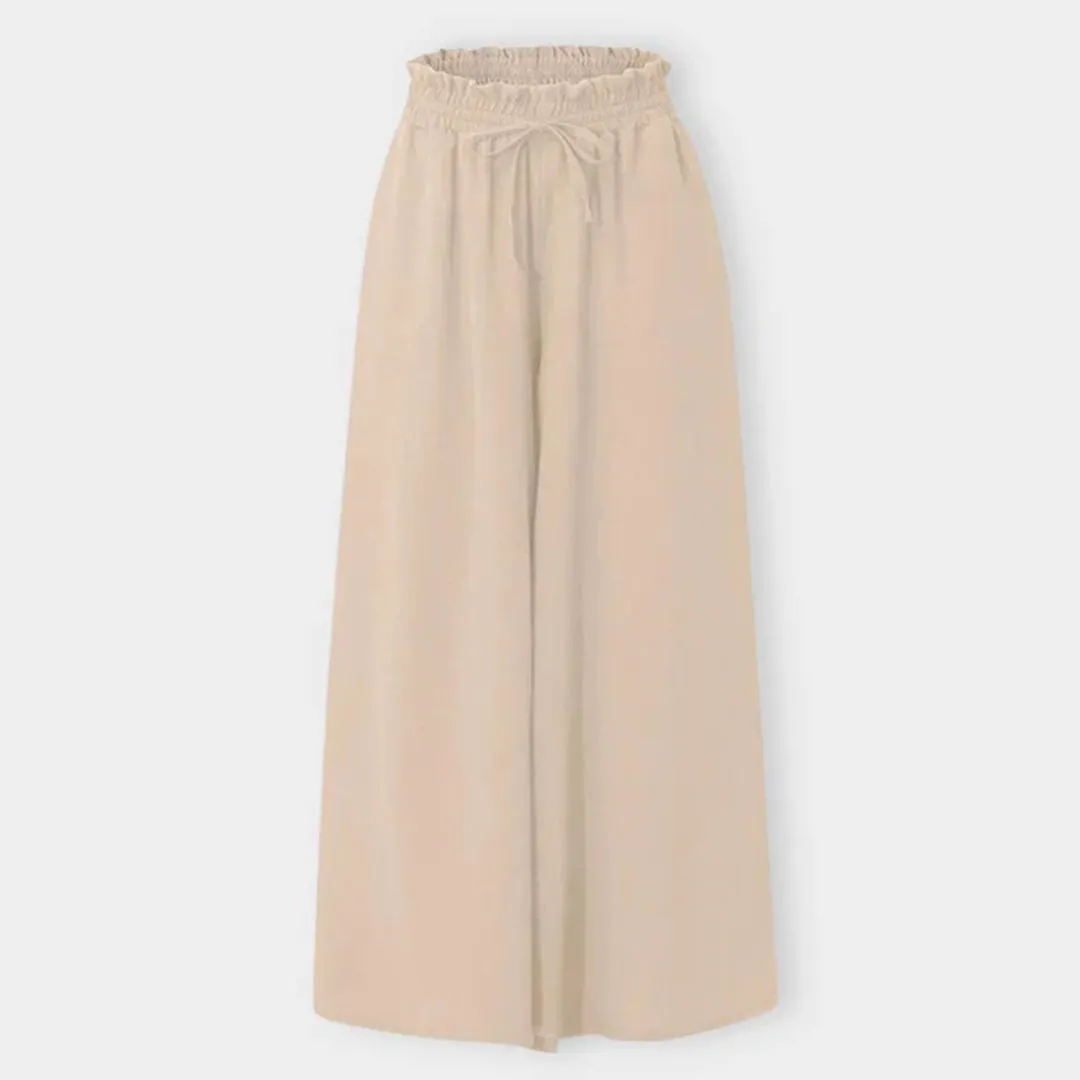 Pantalon Palazzo lastique à Taille Haute Femmes