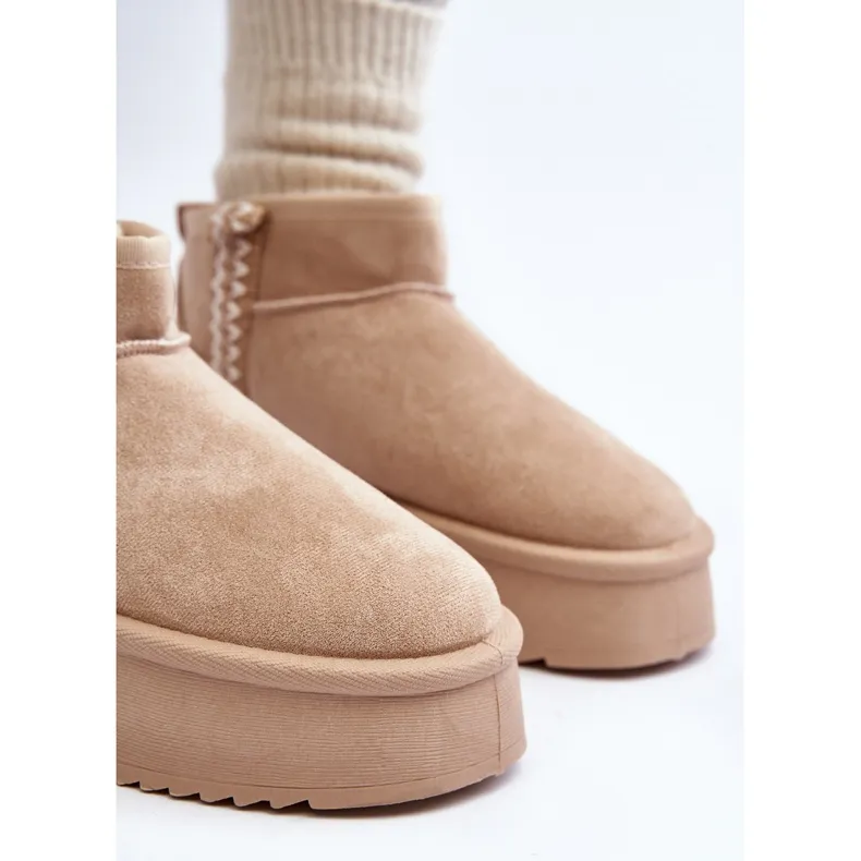 Platform Snow Boots With Beige Udra Pattern