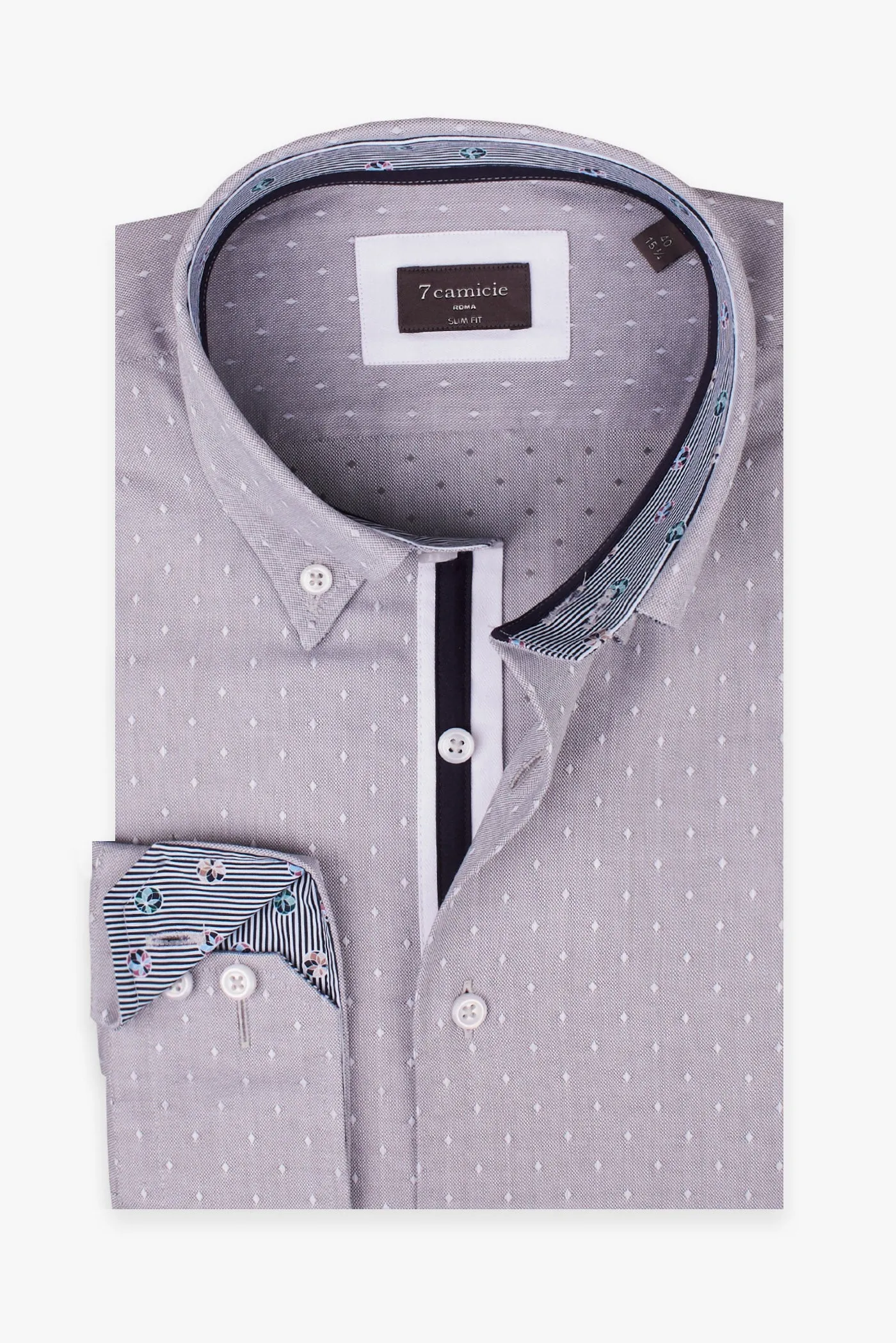 Roma Iconic Oxford Man Shirt Grey White