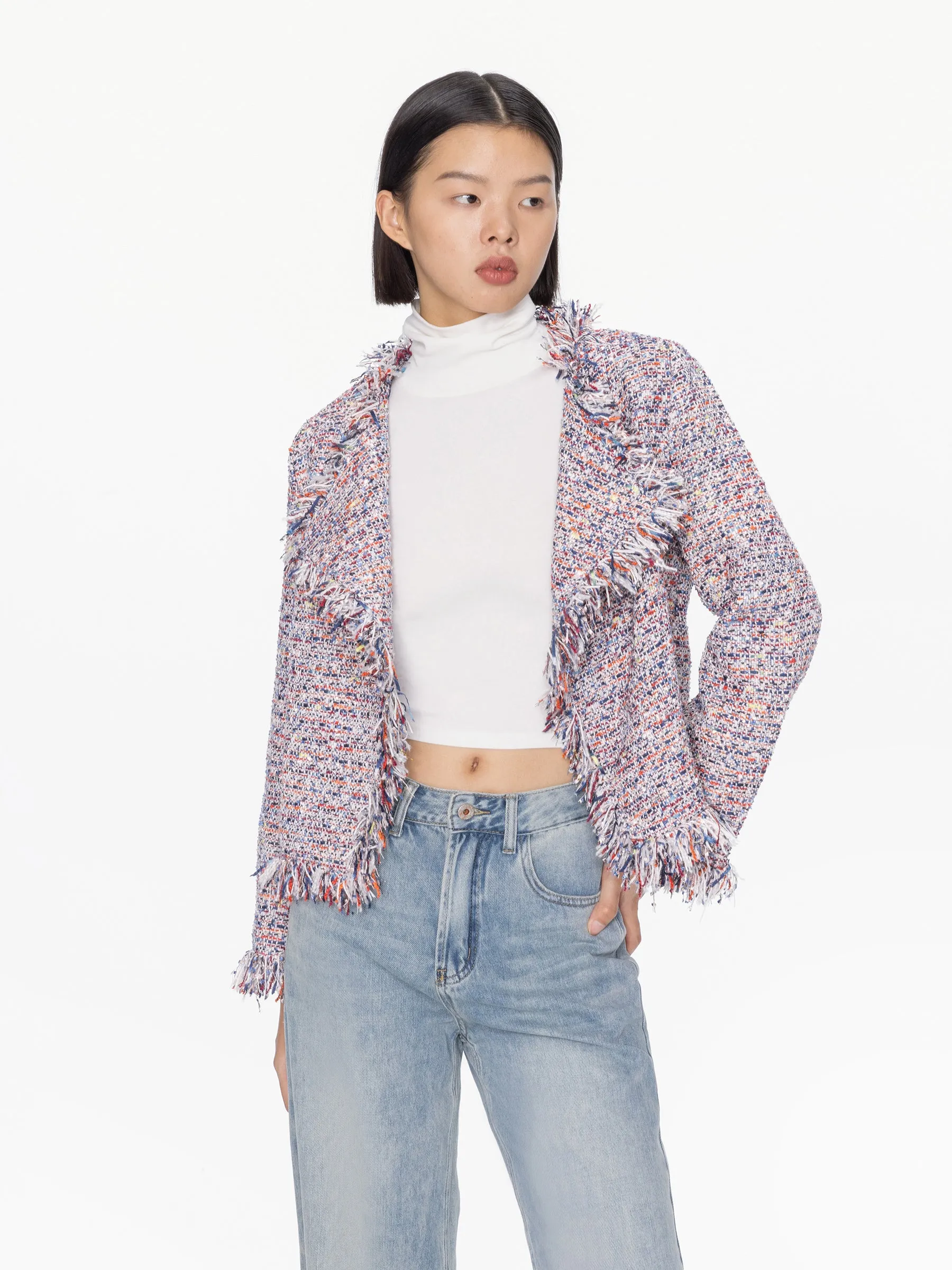 Tweed Fringed Cropped Jacket