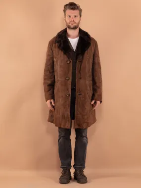 Vintage 70's Men Sheepskin Coat in Brown