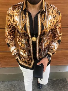 Wild Casual Shirts For Men - Gold Black